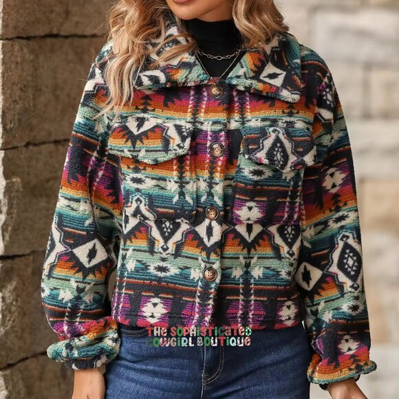 THE BONNIE AZTEC PRINT TEDDY JACKET NEW IN PACKAGE - Picture 4 of 5